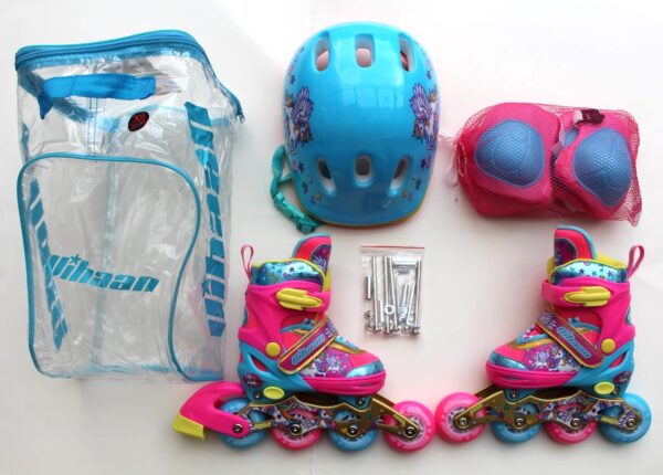 Patines 2 en 1 para niña kit completo de protección