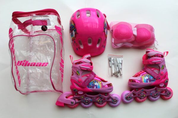 Patines 2 en 1 para niña kit completo de protección