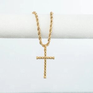 Dije Cruz Grabada Oro Laminado 18k