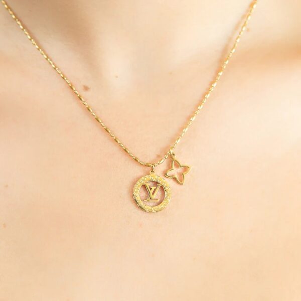 Cadena LV 2dijes mujer- Oro Laminado 18K