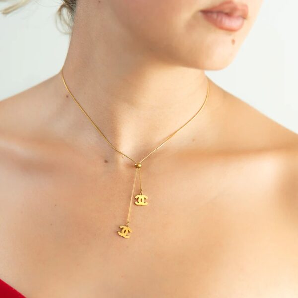 Cadena CH 2 dijes - Oro Laminado 18k