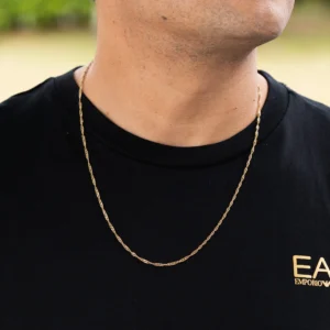 Cadena Singapur Hombre-Oro laminado 18K