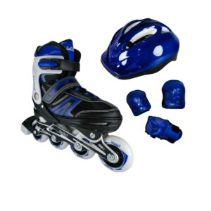 Patines En Linea Para Niños Con Kit De Proteccion 35-38 Azul