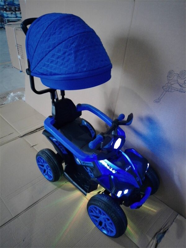 Cuatrimoto Eléctrica Infantil 6V con Luces LED, Sombrilla y Guía de Empuje