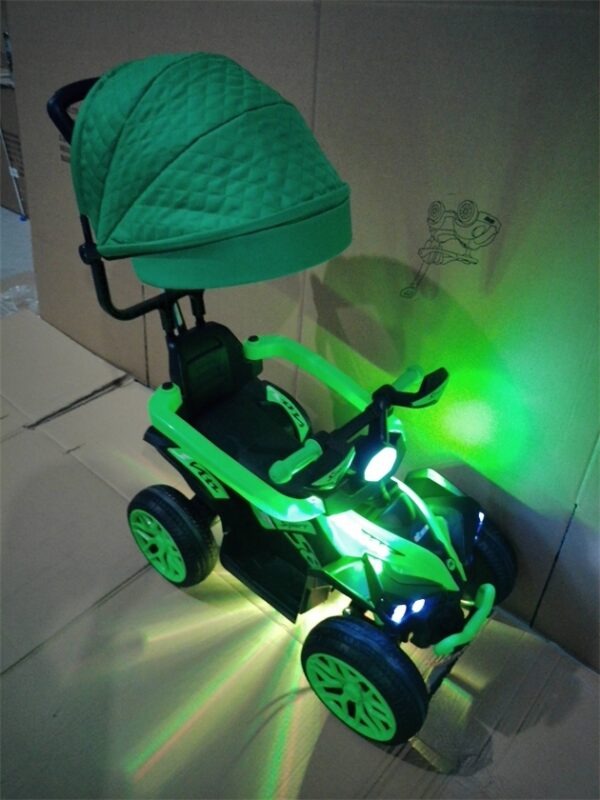 Cuatrimoto Eléctrica Infantil 6V con Luces LED, Sombrilla y Guía de Empuje