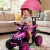 Cuatrimoto Eléctrica Infantil 6V con Luces LED, Sombrilla y Guía de Empuje