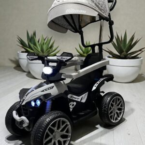 Cuatrimoto Eléctrica Infantil 6V con Luces LED, Sombrilla y Guía de Empuje