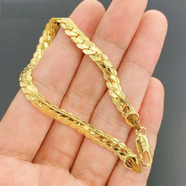 Pulsera Hombre de Oro Laminado en 18k – Diseño Espiga