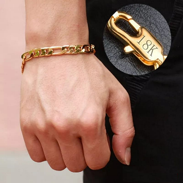 Pulsera Hombre de Oro Laminado en 18k – Diseño Espiga