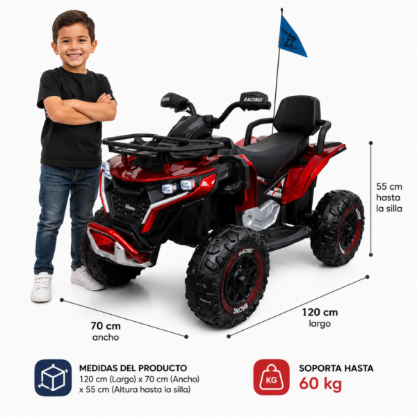 Cuatrimoto Eléctrica Infantil 4×452 Cuatrimoto Eléctrica Infantil 4x4 12V con Control Remoto y Luces LED