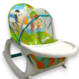 Silla Mecedora Evolutiva para Bebé con Vibraciones Calmantes y Barra de Juegos