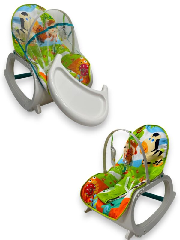 Silla Mecedora Evolutiva para Bebé con Vibraciones Calmantes y Barra de Juegos