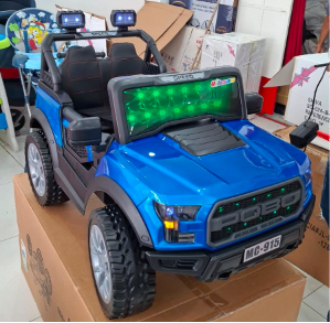 Carro montable azul 1 Carro Eléctrico Infantil 12V Con Control Remoto y Luces LED