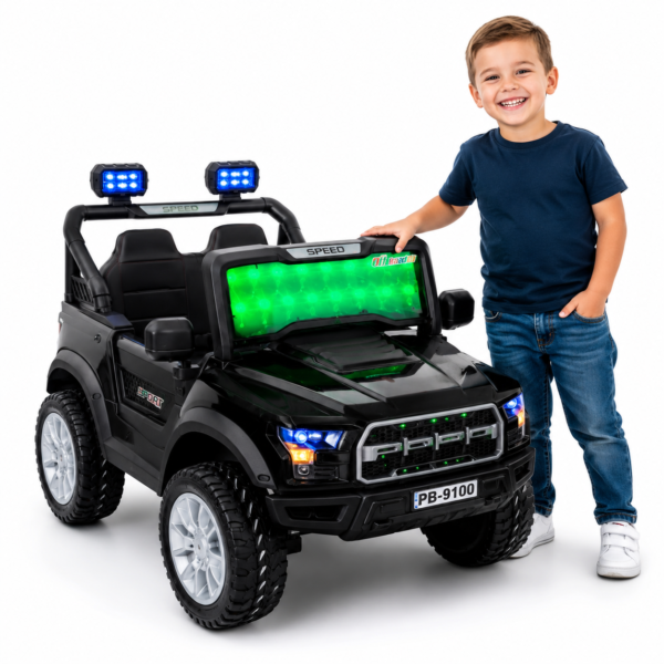 Carro montable niños negro Carro Eléctrico Infantil 12V Con Control Remoto y Luces LED