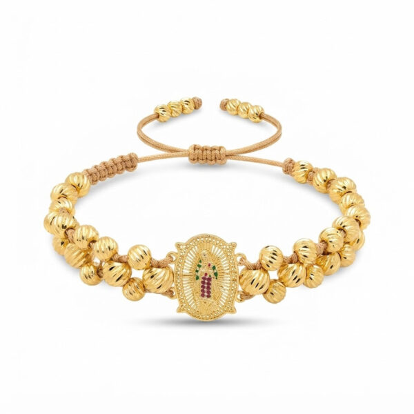 Pulsera Virgen de Guadalupe Balín Italiano 8 mm Oro Laminado 18K | Fe y Elegancia
