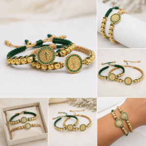 Dúo de Pulseras Virgen de Guadalupe Italiano 6 mm Oro Laminado 18K | Fe, Amor y Protección