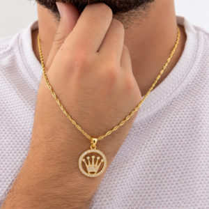 Conjunto Singapur Hombre Cadena + Corona Rolex + Pulsera Oro Laminado 18K | Elegancia y Presencia