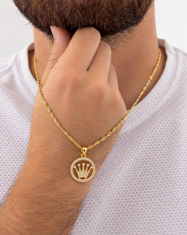 Conjunto Singapur Hombre Cadena + Corona Rolex + Pulsera Oro Laminado 18K | Elegancia y Presencia