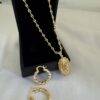 Conjunto Dama Gucci + Virgen de Guadalupe + Candongas Oro Laminado 18K | Elegancia y Fe