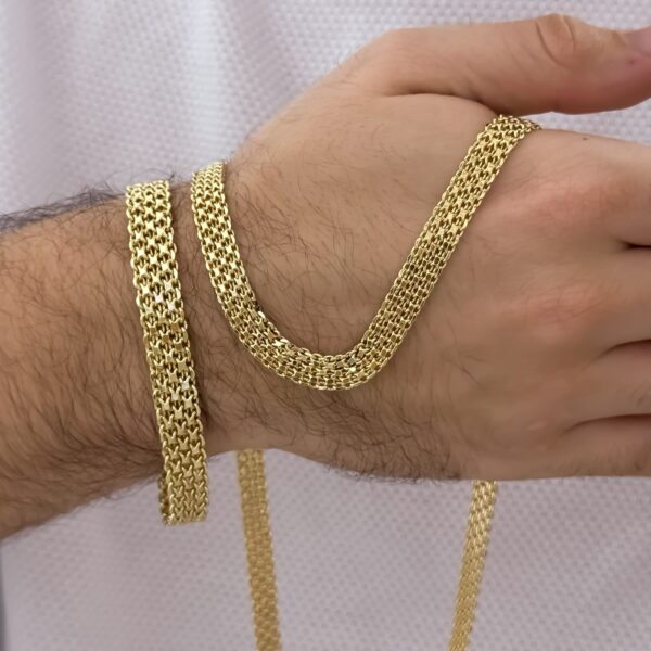 Conjunto Chino Hombre Cadena + Pulsera Oro Laminado 18K | Estilo Masculino y Elegancia