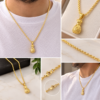 Cadena Chino Hombre 60 cm con Dije Bolsa de Dinero Oro Laminado 18K | Prosperidad y Elegancia
