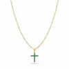 Cadena Singapur con Cruz Verde Esmeralda Oro Laminado 18K | Fe y Elegancia