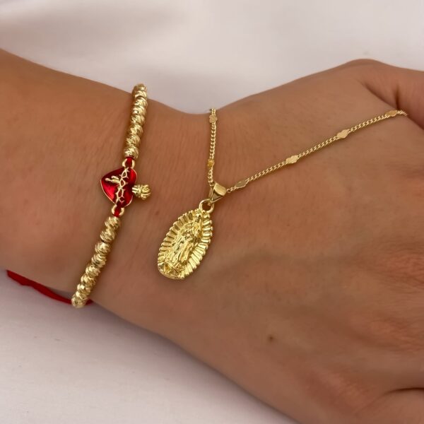 Combo Virgen de Guadalupe + Corazón de Jesús Dama Oro Laminado 18K | Fe y Elegancia