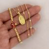 Combo Virgen de Guadalupe + Corazón de Jesús Dama Oro Laminado 18K | Fe y Elegancia
