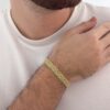 Pulsera Hombre Tejido Chino Grueso Oro Laminado 18K | Estilo Masculino y Elegancia