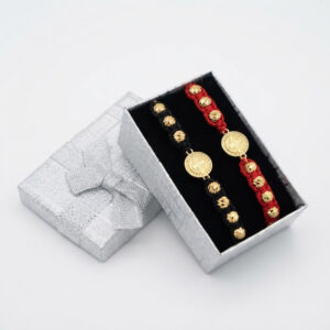 Dúo de Pulseras San Benito Protección Oro Laminado 18K | Fe y Amor