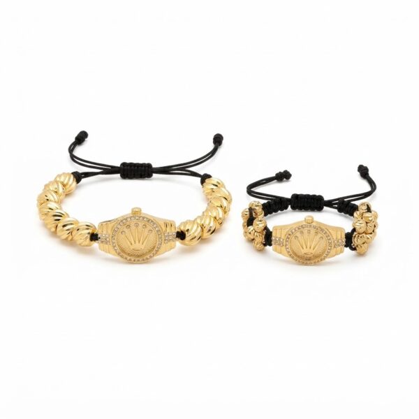 Conjunto Rolex Pulsera + Anillo Tejido Oro Laminado 18K | Estilo Masculino y Elegancia