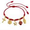 Pulsera 5 Escudos de Fe Oro Laminado 18K con Hilo Rojo | Protección y Elegancia