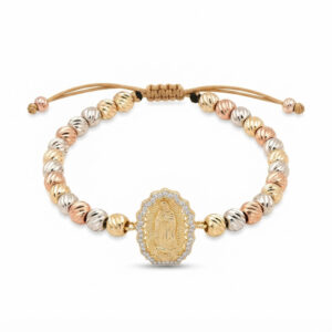 Pulsera Virgen de Guadalupe 3 Oros Balín Italiano 6 mm Oro Laminado 18K | Fe y Elegancia