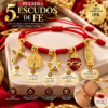 Pulsera 5 Escudos de Fe Oro Laminado 18K con Hilo Rojo | Protección y Elegancia