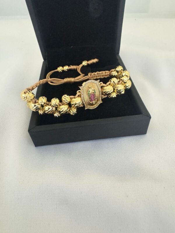 Pulsera Virgen de Guadalupe Balín Italiano 8 mm Oro Laminado 18K | Fe y Elegancia