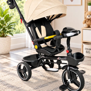 Triciclo Paseador Infantil 360° con Guía Dirigible, Capota Expandible y Luces