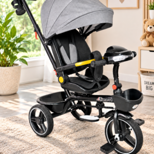 Triciclo Paseador Infantil 360° con Guía Dirigible, Capota Expandible y Luces