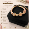 Pulsera San Benito Oro Rosa con Balines y Bola de Fuego Oro Laminado 18K | Fe y Elegancia