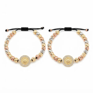 Set de 2 Pulseras San Benito Oro Rosa + Oro Amarillo Oro Laminado 18K | Fe y Protección