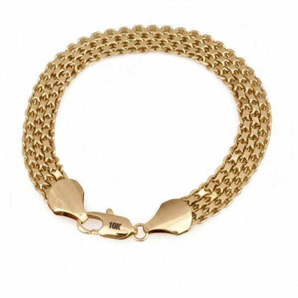 Pulsera Hombre Tejido Chino Grueso Oro Laminado 18K | Estilo Masculino y Elegancia