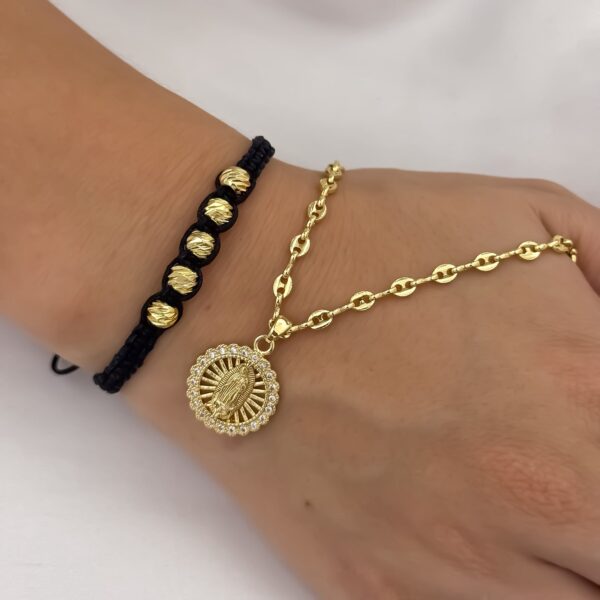 Combo Virgen de Guadalupe Dama Cadena + Pulsera Oro Laminado 18K | Fe y Elegancia