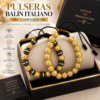 Dúo de Pulseras Balín Italiano Negro y Dorado Oro Laminado 18K  8 mm | Elegancia y Estilo