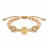 Pulsera San Benito Oro Rosa con Balines y Bola de Fuego Oro Laminado 18K | Fe y Elegancia
