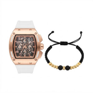Combo Reloj Richard Rosado + Pulsera Oro Laminado 18K