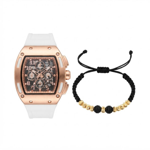 Combo Reloj Richard Rosado + Pulsera Oro Laminado 18K