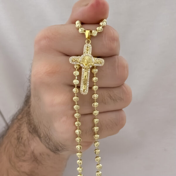 Cadena Militar Hombre 60 cm + Cruz Cristo Madero Oro Laminado 18K | Fuerza y Devoción