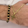 Combo Cadena China Hombre + Dije Cruz + Pulsera Balín Oro Laminado 18K
