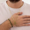 Combo Cadena China Hombre + Dije Cruz + Pulsera Balín Oro Laminado 18K