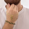 Combo Cadena China Hombre + Dije Cruz + Pulsera Balín Oro Laminado 18K