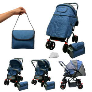Coche de Bebé Baby On Deluxe Reversible con Capota Extra Grande y Pañalera